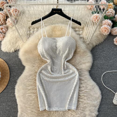 Dress for Women Spaghetti Strap Shinning Exposed Shoulders Falda Sexy Mujer Solid Color Wrapped Vestidos Summer Dropshipping