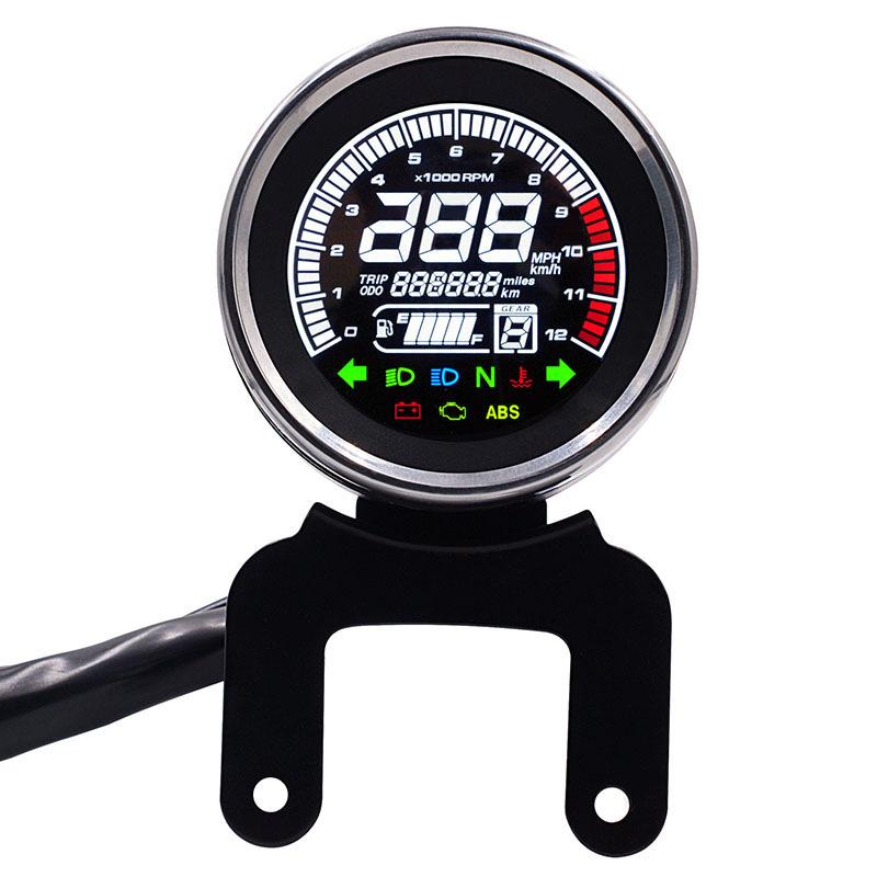 Multifunction Motorcycle Tachometer Meter LED Backlight LCD Motorcycle Speedometer Digital Level