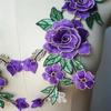 3D вышивка цветами Аппликация цветами Сине-фиолетовая 12 см x 28 см Нашивка в виде цветка розы Цветочные нашивки Поделки Аксессуары для одежды