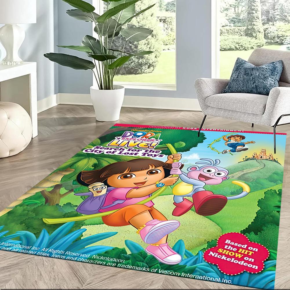 Dora Explorer Carpet Perfect for Entryway Playrooms Dining Room Foyer Anti-slip Rug Decorate Offices Birthday/Christmas Gift
