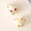 Cute Fruit Pattern Ceramic Mug Strawberry Coffee Cup Home Couple Water Cups Oatmeal Breakfast Mugs Valentine's Day Present