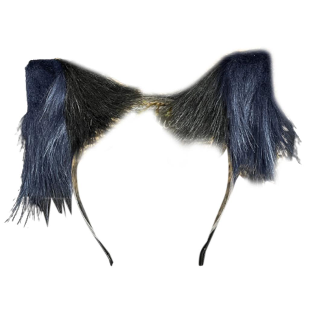Ободок с волчьими ушами Хвост Девочки Косплей Аксессуары Звериные уши Синий Фурсьют Маскарад Хэллоуин Косплей Вечеринка