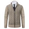 Men's Fall and Winter Plus Size Sweater Cardigan Stand-up Collar Thickened Warm Casual Knitted Jacket