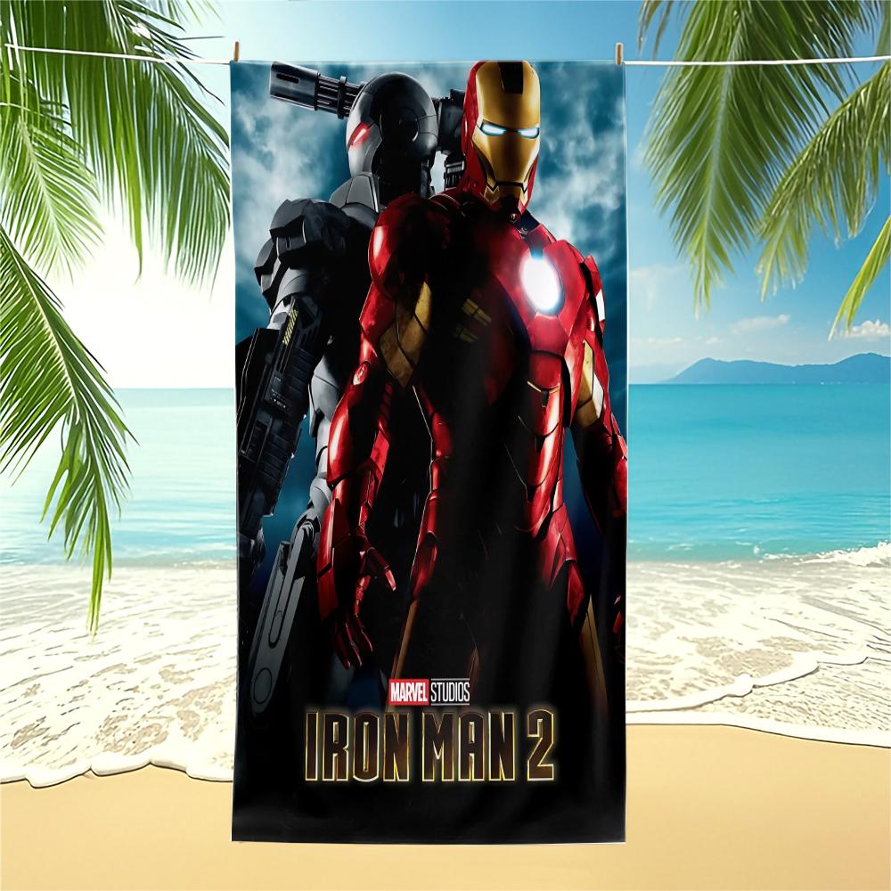 Marvel Iron Man Beach Towel,Superhero Pool Towel,Absorbent Towel Lightweight Towel,Bathroom Swimming,Best Gift for Teens