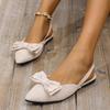 Модные милые туфли-бантики на каждый день для дам, белые сандалии с острым носком, женские 2025 лето, удобные туфли на низком каблуке, женские плоские сандалии