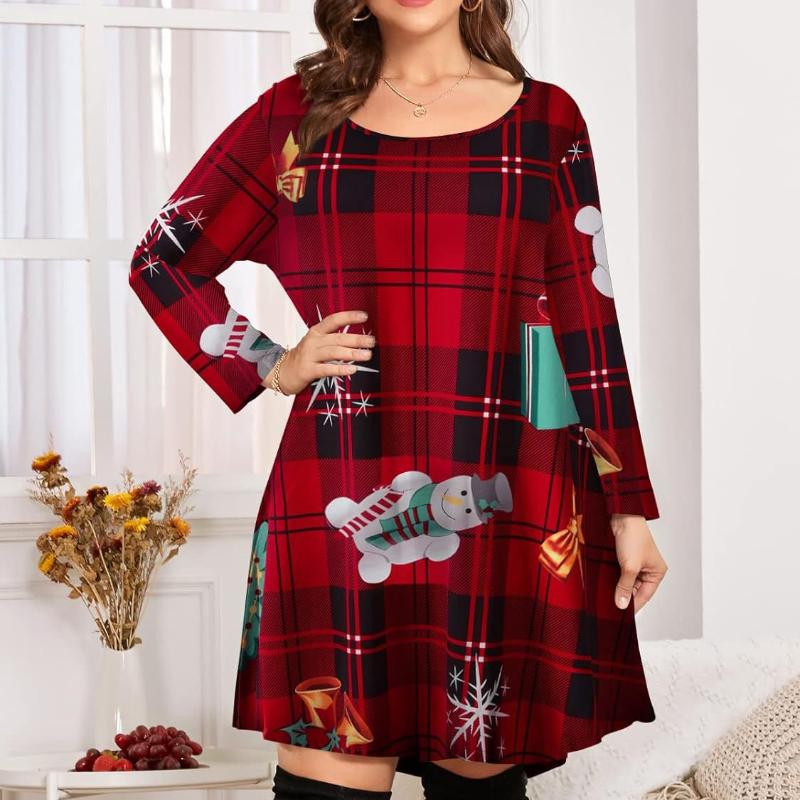 GMXIA Женская мода весенне-осенние повседневные платья с длинным рукавом и круглым вырезом