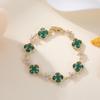 Korean Titanium Steel Four-Leaf Clover Zircon Bracelet - Versatile, Non-Fading Jewelry