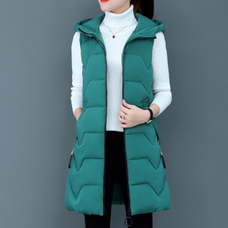 MAITA модный осенне-зимний длинный хлопковый жилет женская куртка корейское пальто без рукавов с капюшоном плюс размер тонкий теплый женский жилет
