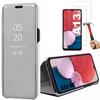Protective Case for Samsung Galaxy A13 - BOOLING - Shockproof Mirror Effect Silver - 2 Tempered Glasses Included