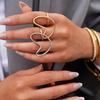 Stainless Steel Ring for Women Luxury Gold Silver Color Heart Hollow Adjustable Ring Waterproof Finger Jewelry Accessories