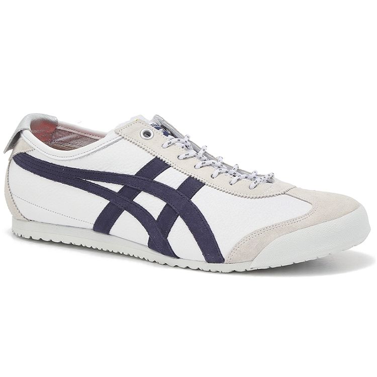 ONITSUKA TIGER Mexico 66 Универсальные Повседневные Нескользящие Низкие Кроссовки Стиль Унисекс Белый Синий 1183B646-100