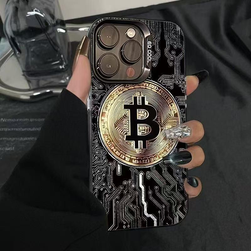 Чехол для Apple iPhone серии 12-17 в тематике Bitcoin: Дизайн «Стань богатым»