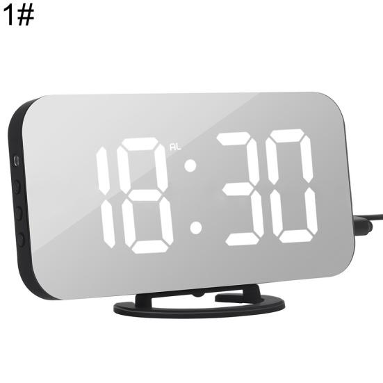 CO&LO Fashion Digital LED Mirror Dual USB Port Rechargeable Dimmer Snooze Alarm Clock