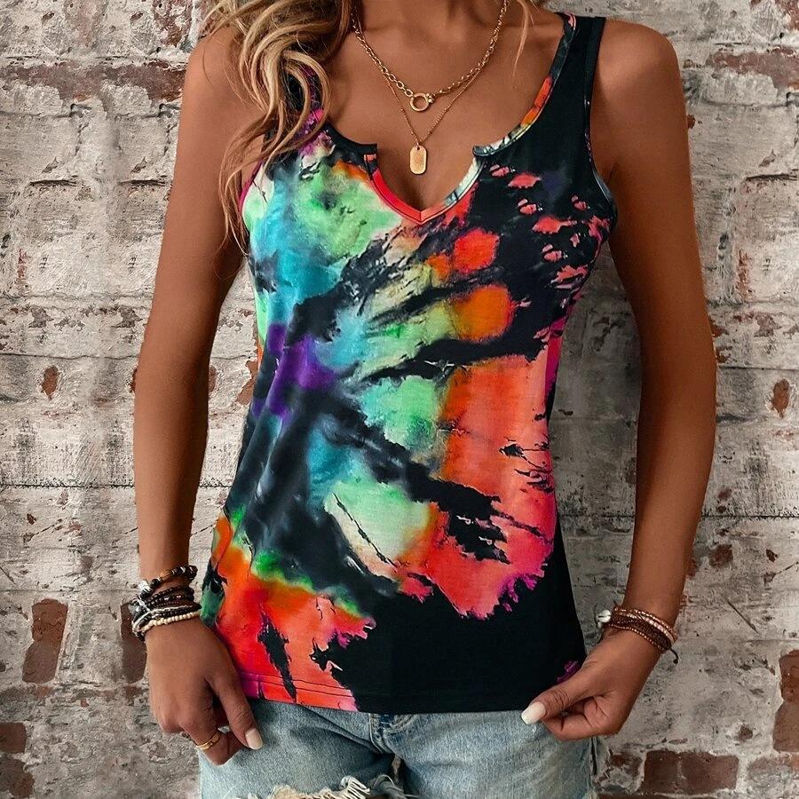 DAFIFY Женская мода лето весна повседневные блузки и рубашки без рукавов с v-образным вырезом