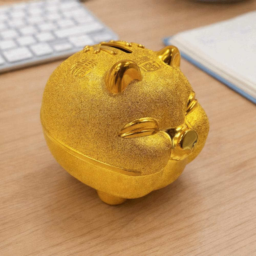 Gold Pig Pig Plastic Piggy Bank Plastic Coin Saving Box Practical Pig Money Jar  Student Gift