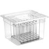 Beemyi Low Temperature Cooker Container Sous Vide Cooker Container Dedicated Tank Container with Lid 6 Rows Dividers Stainless Steel Rack Water Level