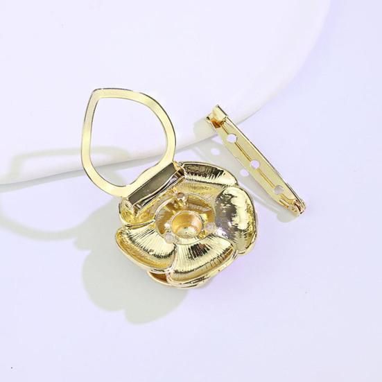 Scarf Button Camellia Shape Alloy Brooch with Glossy Glaze Sweaters Collars Hats Bags Coats Scarves Badge Outfit
