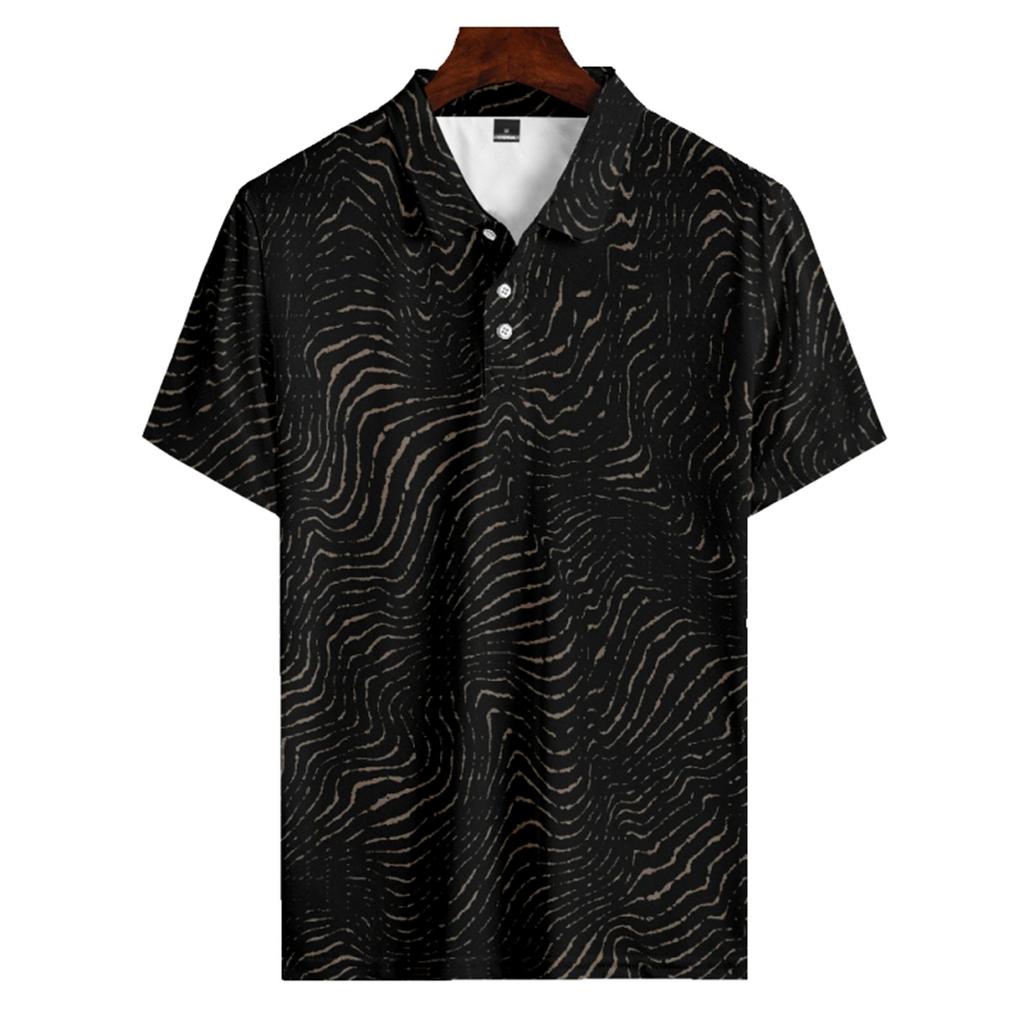 Men's Summer Printed Golf Shirt Botton Short Sleeve Top Men's Casual Fashion Shirt