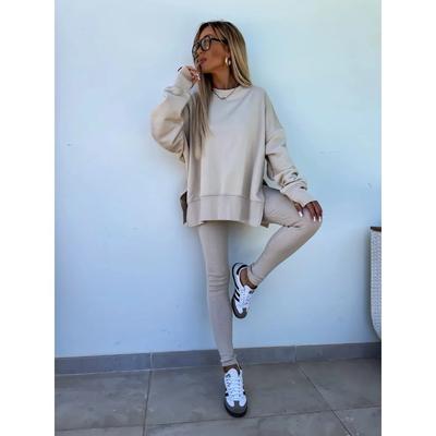 Весна Лето Рубашка Повседневный Свободный свитер Узкие брюки Костюм из 2 предметов для женщин Комплекты из 2 предметов Брюки