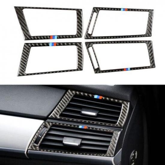 4pcs Carbon Fiber Interior Cover Trim Fits for Bmw X5 E70 X6 E71 2007-13