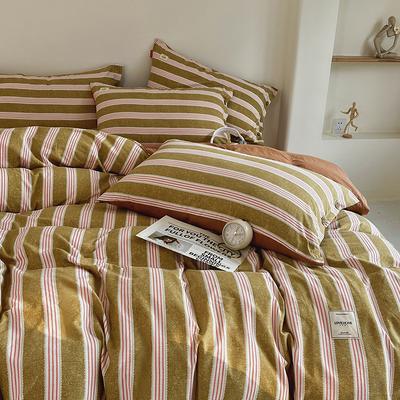 Постельный комплект в полоску Плед Пододеяльник 100% стиранный хлопок 4 предмета Постельное белье для зимней кровати с простыней наволочками Домашний текстиль