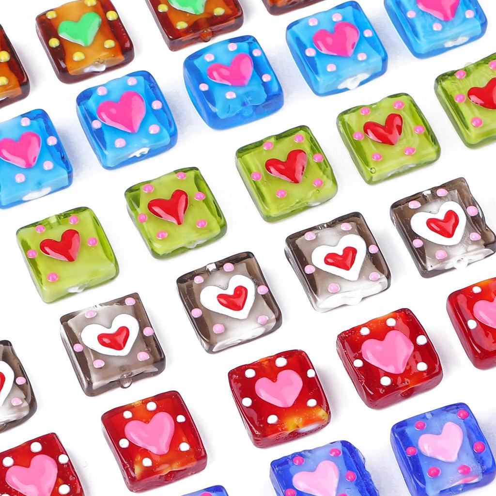 1 шт. ручная роспись цветные стеклянные точки любовь квадратные бусины для DIY ожерелье браслет серьги изготовление ювелирных изделий аксессуары для рукоделия