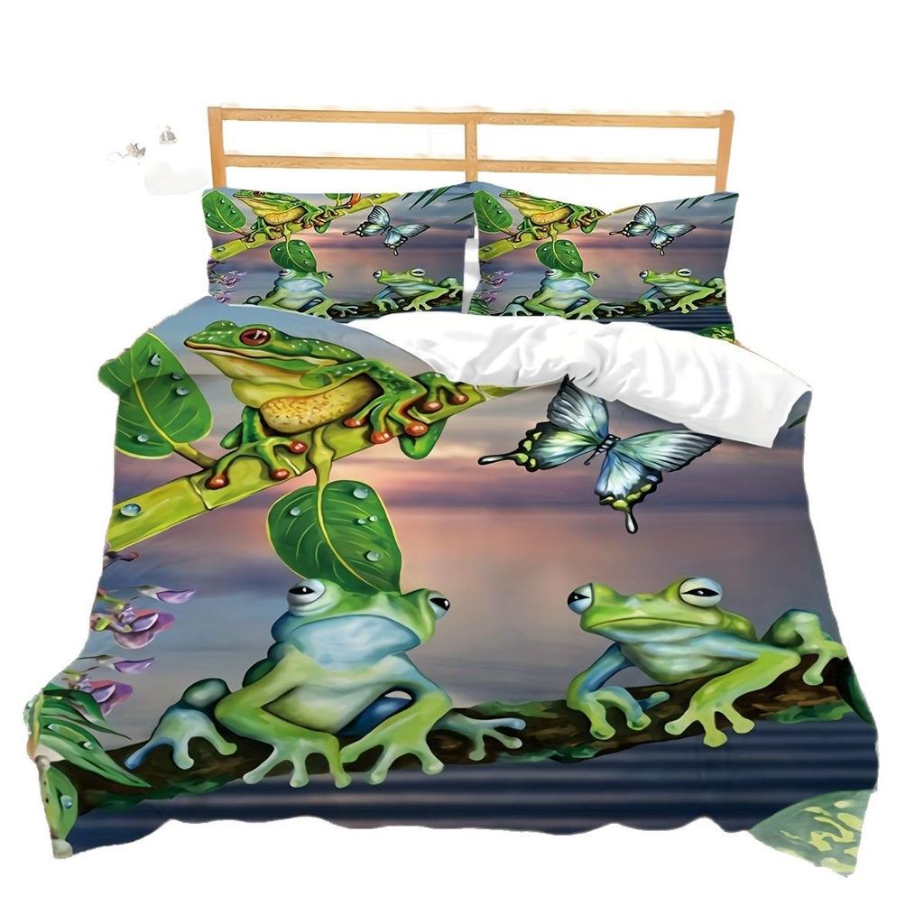 Tree Frog Frog Animal Quilt Cover Bedding Three-Piece Quilt Cover Independent Station
