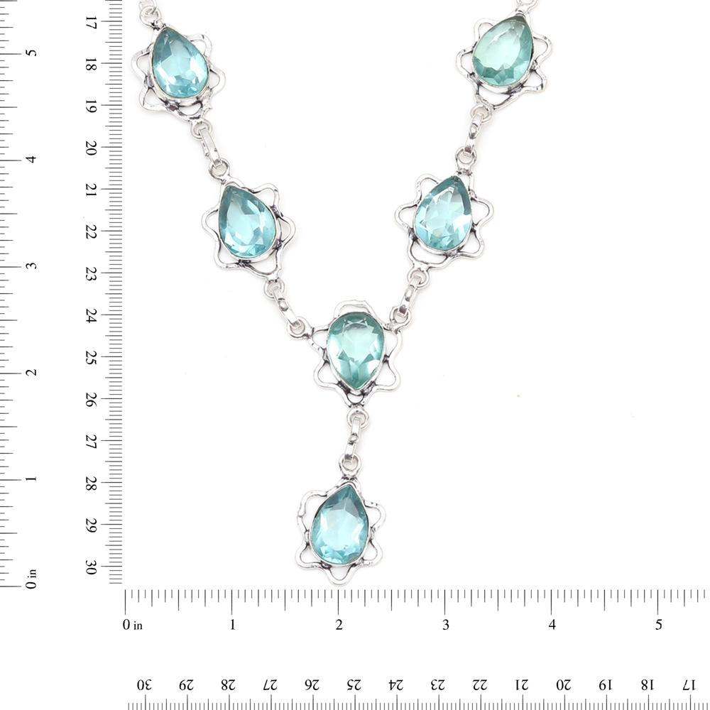 Swiss Blue Quartz Gemstone Jewelry Necklace Set 18-20''