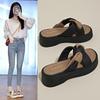 French High-end Thick-soled Crossed Slippers Women's Summer Wear 2025 New Fairy Style with Skirt Beach Cool Slippers