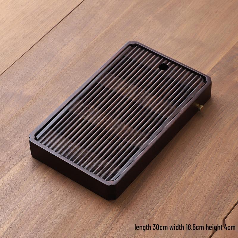 Бамбуковый чайный поднос с резервуаром для воды - Простой прямоугольный дизайн для чайных наборов