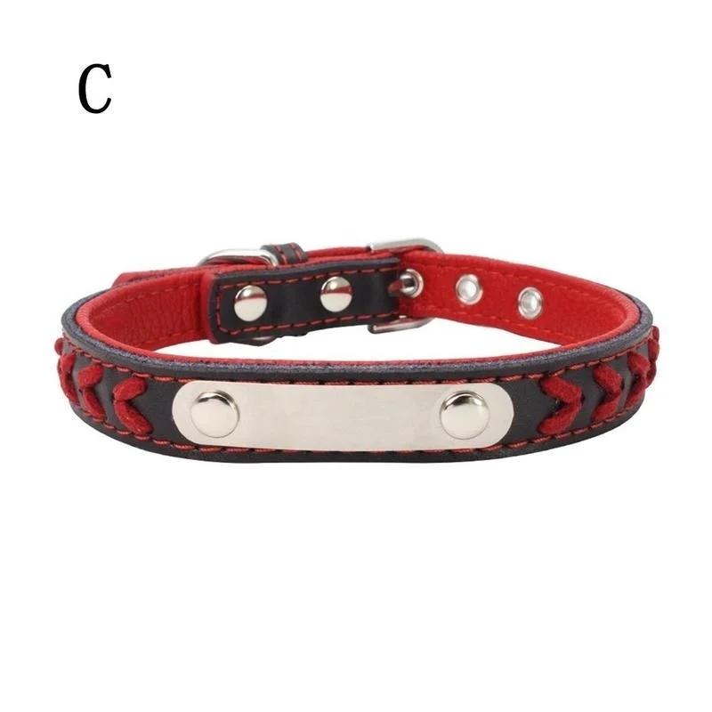 Personalized Engraved Puppy Pet Cat Puppy Braided Dog Collar Personalized Leather Collars With Namep