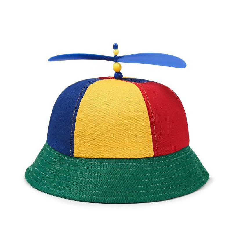 Bamboo Dragonfly Propeller Baseball Cap, Color-Blocked Fisherman's Hat, Adult and Children's Styles, Parent-Child Outdoor Sun Hat
