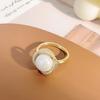 Crossed Bling Rhinestone Elegant Open Adjustable High Gloss Faux Pearl Finger Ring Jewelry