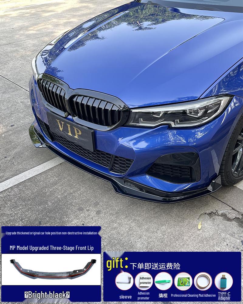 Комплект переднего сплиттера и бампера для BMW 3 серии 20-25 - Черный MP