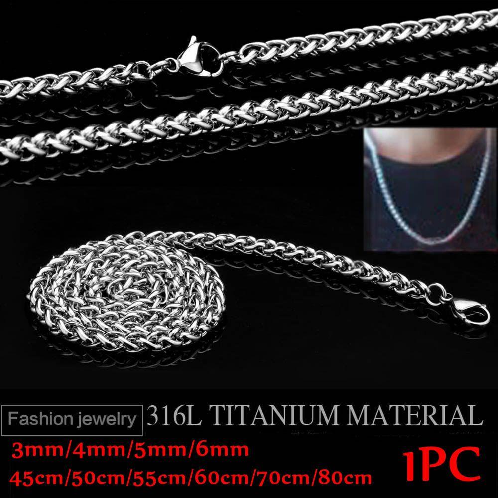 Choker Silver Color Cool Braided Wheat Chain Metal Collar Stainless Steel Necklace Heavy Link