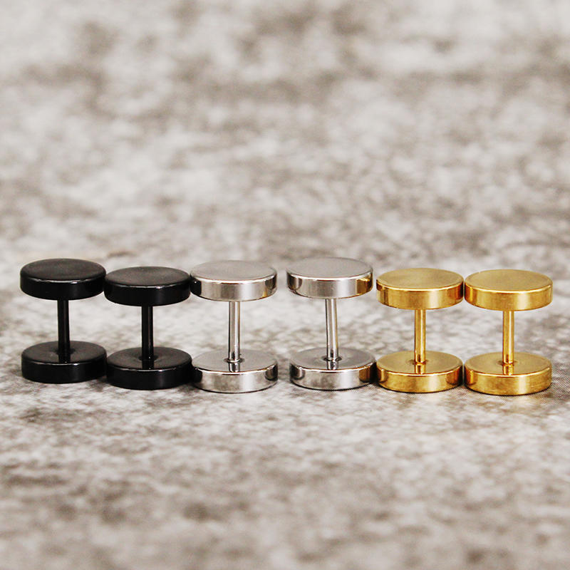 Lovely Beautiful Fashion Accessories Mix Colorful Round Dumbbell Stainless Steel Earrings Exquisite Elegant Women All-Match Jewelry