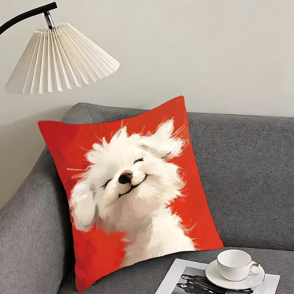 Dog Cute Cushion Cover Pillowcase Ultra Soft Skin Friendly Fabric Cloud Like Comfort  Concealed Zipper