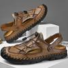 Men Microfiber Leather Hand Stitching Breathable Mesh Casual Soft Sandals
