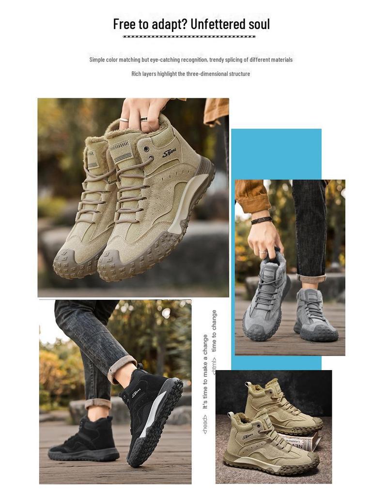 Winter High-Top Plush Work Shoes: Durable, Anti-Smash, Fashionable Outdoor Footwear