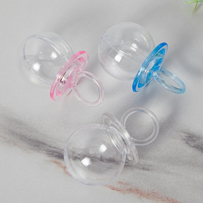 12pcs/set Transparent Plastic Wedding Candy Box Cute Pacifier Shape Storage Box Baby Shower Birthday Party Gift Packaging Box