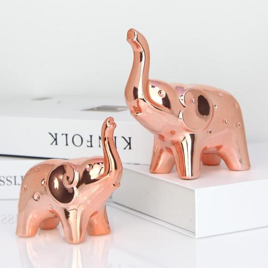 1 Pair Elephant Statue Home Decor Ceramic Elephant Figurines Desktop Elephant Sculpture for Office Bookshelf Living Room