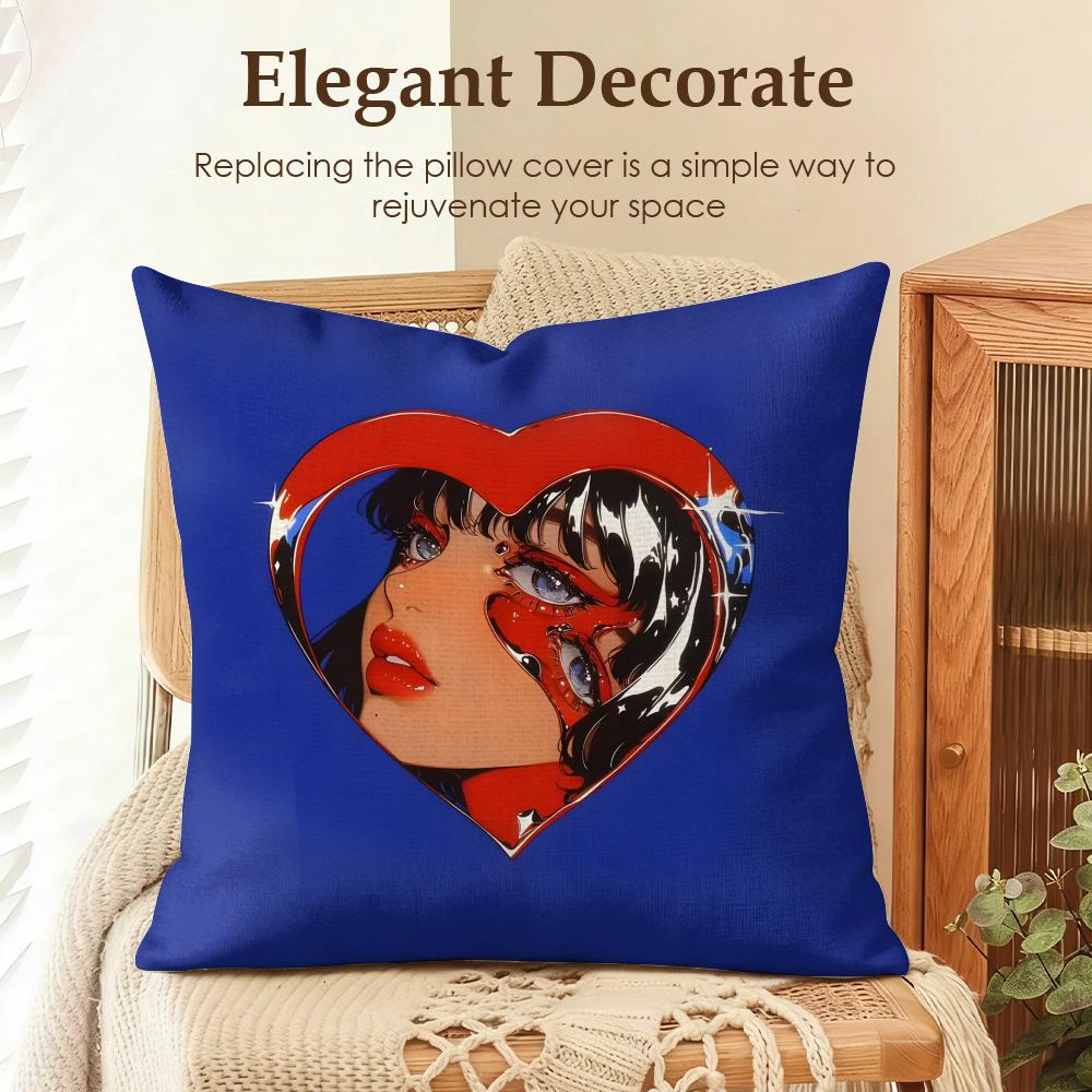 Creative Loving Woman Cushion Cover Natural Linen Organic Fabric DoubleSided Printing Sofa Home Decor Gift Pillow Case