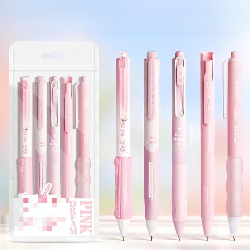 Милый и Прекрасный Набор Корейских Гелевых Ручек - 5 Штук, 0,5 мм, Однотонные Цвета