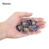 7 Pcs Blue Flowing Sand Golden Number Sharp Edge Resin Dice Polyhedral Dice Suitable for Role-Playing RPG Board Game