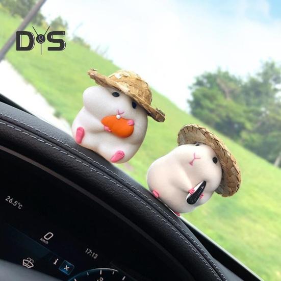 Экологичная скульптура хомяка в соломенной шляпе. Уникальная автоматическая миниатюрная скульптура хомяка-еда.