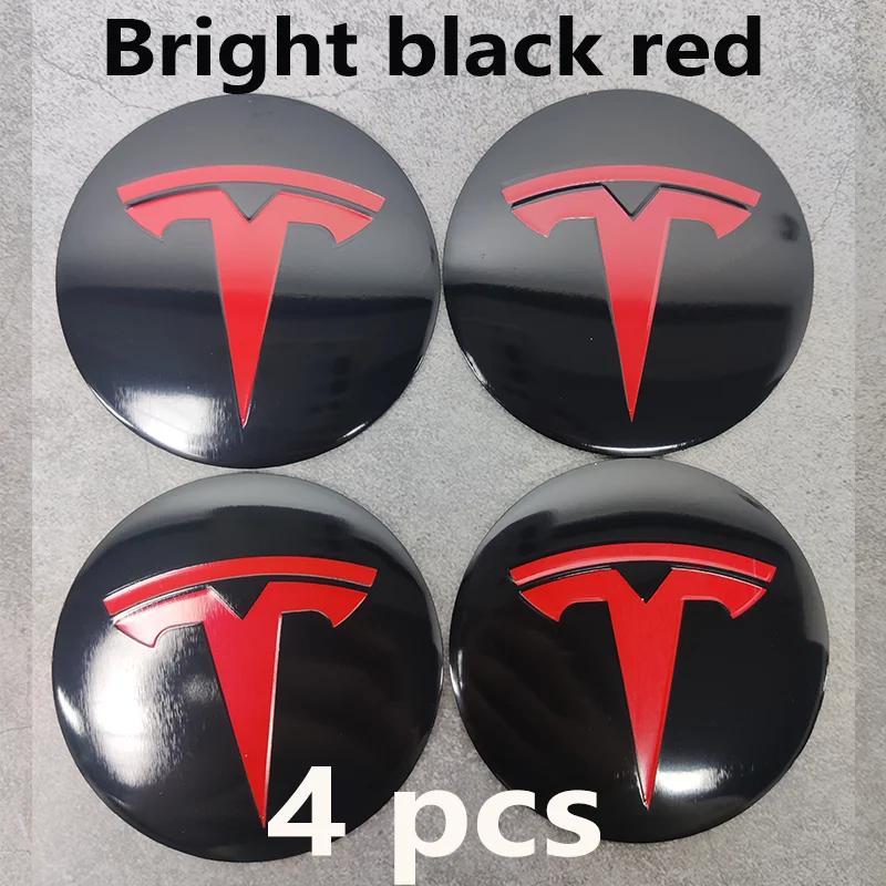 4 шт. Наклейки с логотипом на колпаки ступицы Tesla Model 3/Y/S/X 56 мм - Водонепроницаемые прочные наклейки на центр колеса Аксессуары для защиты автомобиля