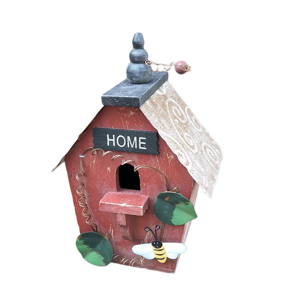 Hanging Wood Bird House for Bird Breeding Handmade Outdoor Bird Nest House for Small Feathered Bird Shelter Nest House