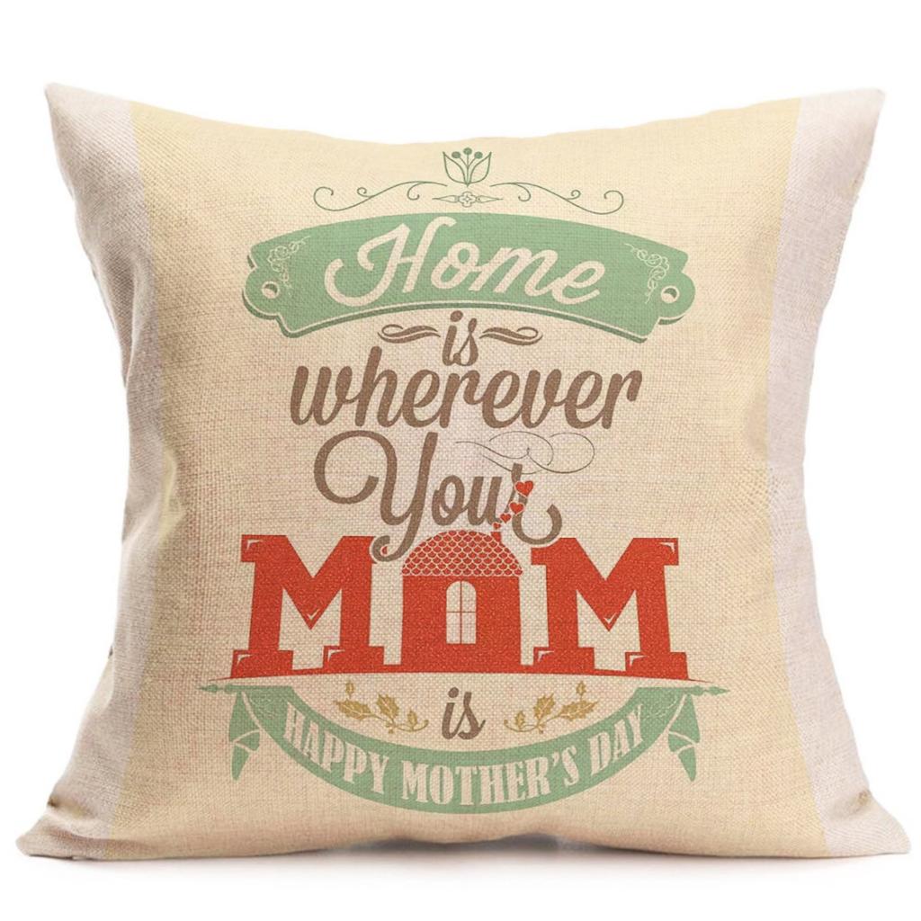 Новый подарок на День матери Текст Любовь Узор Наволочка Лен Принт Декоративная подушка Наволочка