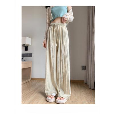 Женские летние свободные длинные брюки с высокой талией, повседневные хлопковые льняные плиссированные свободные брюки