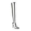 Krazing Pot PU Autumn Winter Shoes Stiletto High Heels Super Size Sexy Stovepipe Boots Pointed Toe Keep Warm Slip On Over-the-knee Boots